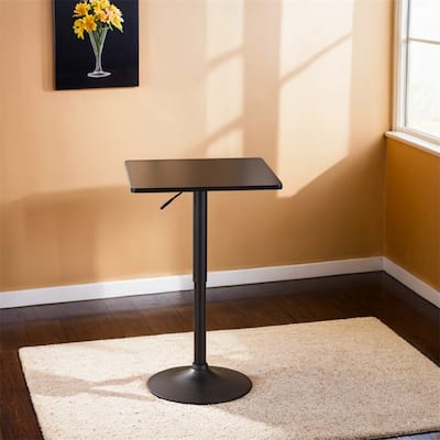 Black Square Top Adjustable Height with Leg And Base Metal Bar Table