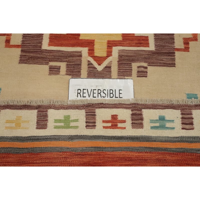 Hand Woven Southwestern Wool Multi-Colored Geometric Area Rug - 8' 1'' X 4' 10''
