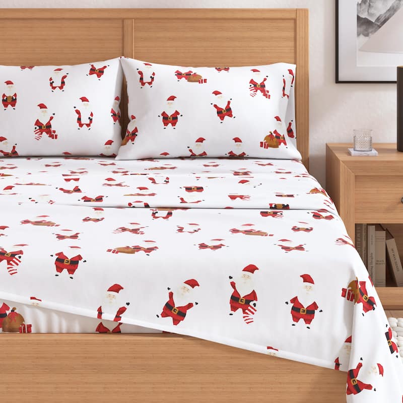 Linery & Co. Christmas Turkish Cotton Double-Brushed Flannel Bed Sheet Set