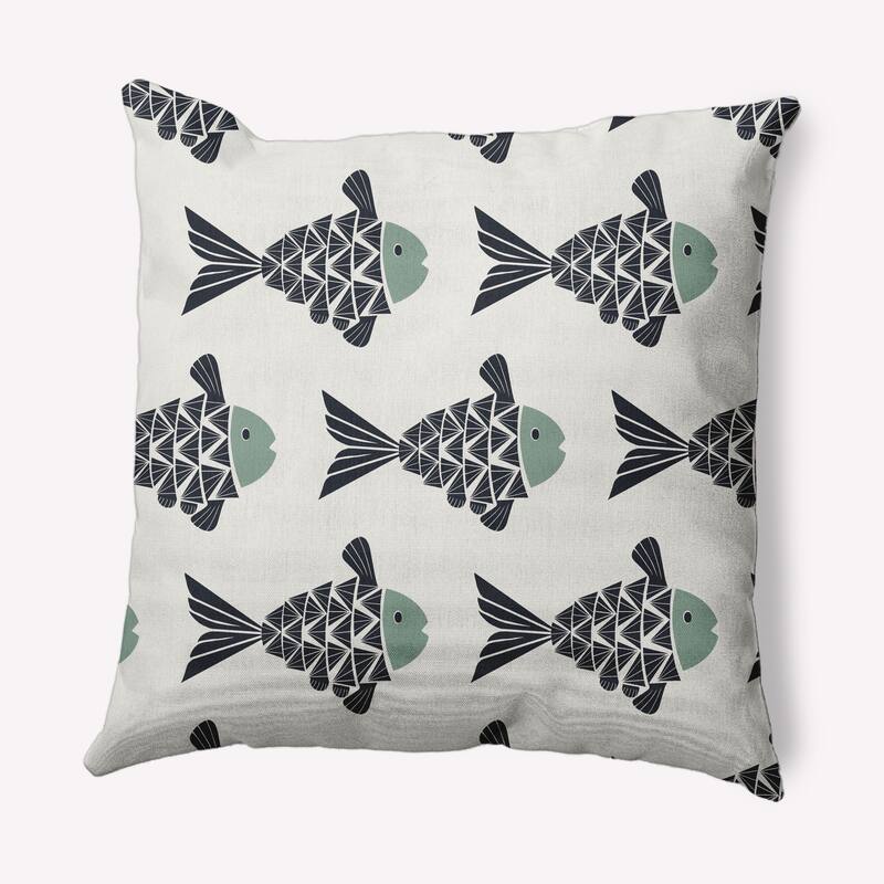 Fish Tales Nautical Indoor/Outdoor Throw Pillow - Sage - 18" x 18"