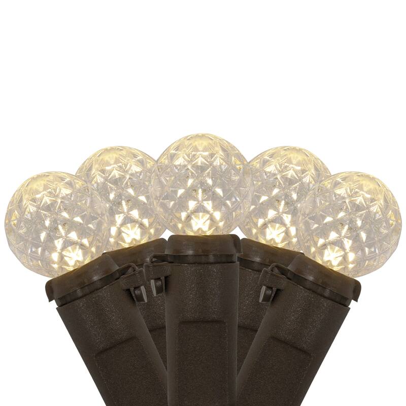 LED G12 Berry Christmas Lights - Warm White - 16' Brown Wire - 50 ct