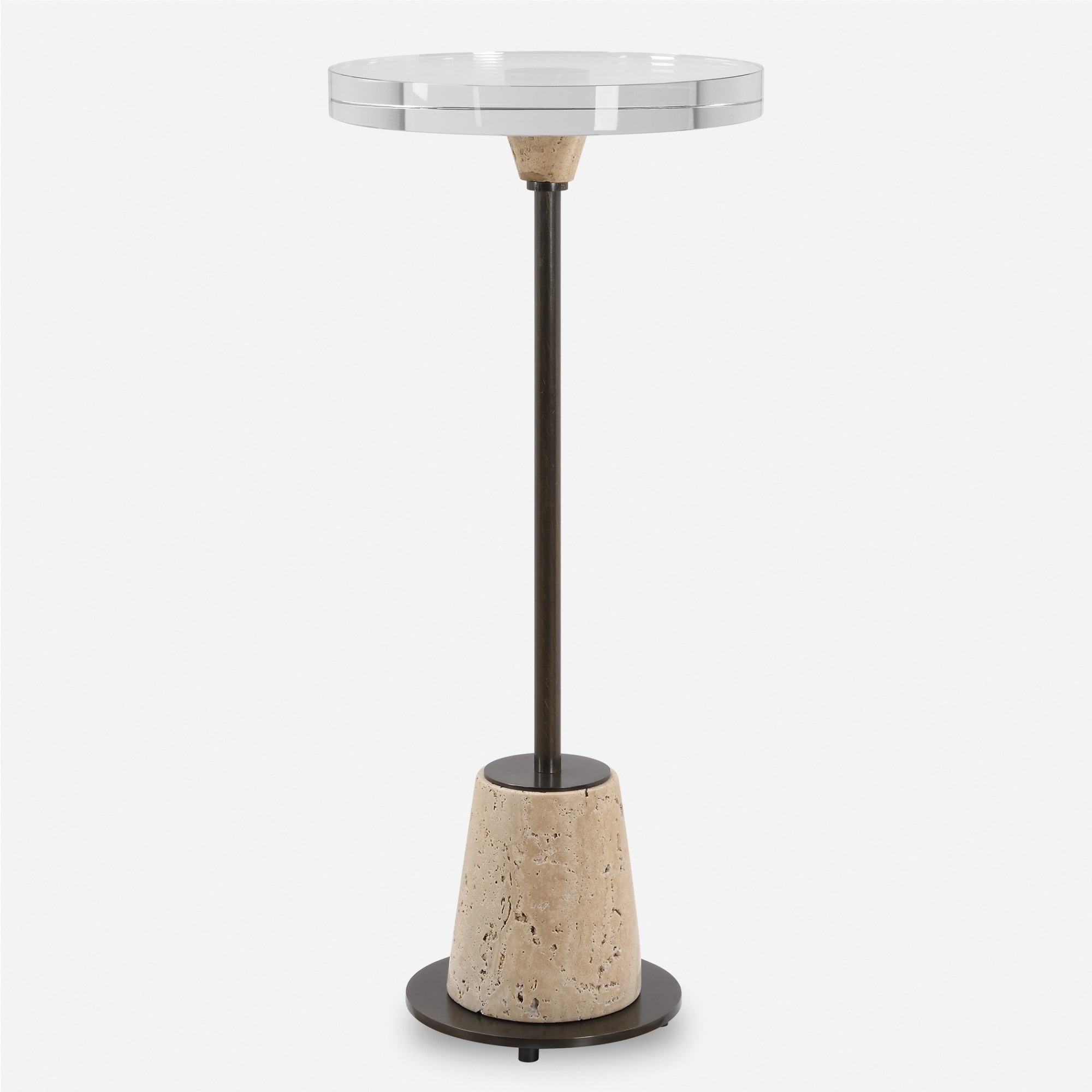 Uttermost 22999 Arthur 10" Diameter Crystal Top Iron Accent Table