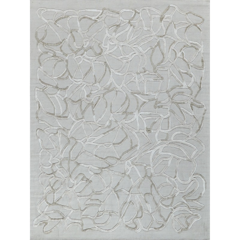 EXQUISITE RUGS Goudy Hand-loomed Wool/Bamboo Silk Ivory/Beige Area Rug.