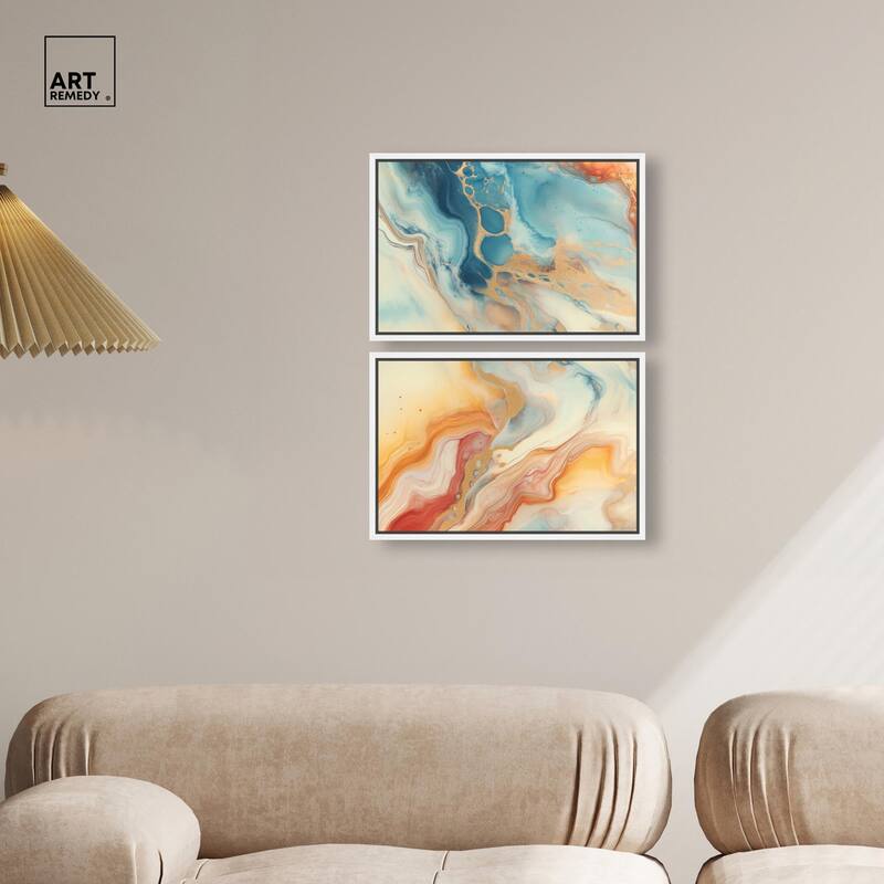 Marbled Sunrise I Canvas Set of 2 by Art Remedy