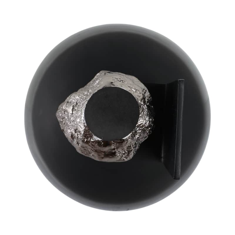 Glass Decorative Bowl with Textured Metal Base and Modern Glam Design