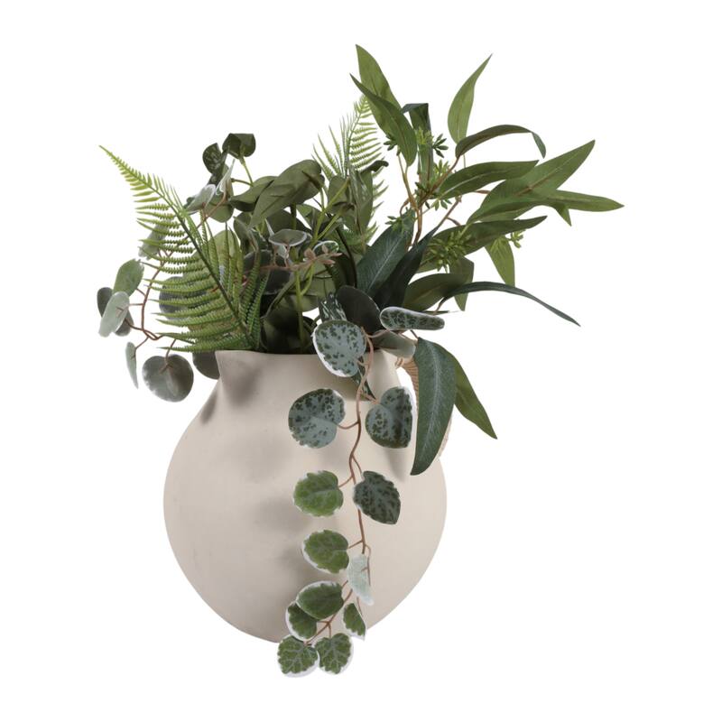 Pottery Vase with Woven Rattan Handle - Tall Flower Vase