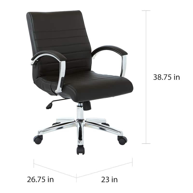 Executive Low Back Faux Leather Chair with Chrome Arms and Base - single