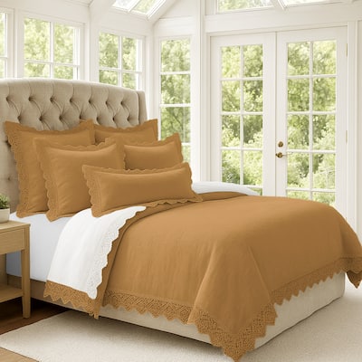 Elsie Lace Gold 6 Piece Coverlet Set
