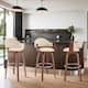 Daxton Mid-Century Swivel Bar Stool, Upholstered Counter Height Chair with Bentwood Legs - Cream and Walnut - Bar Height