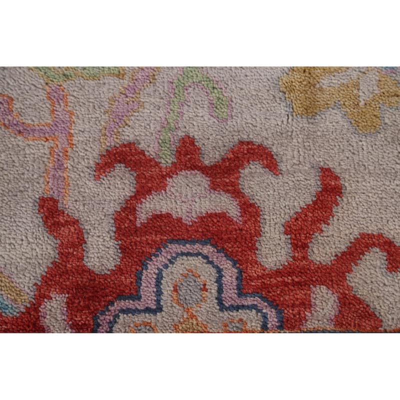 Earth Tone Floral Oushak Indian Area Rug Handmade Wool Carpet - 8'1"x 9'10"