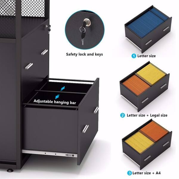 Shop Large Modern Filing Cabinet 2 Drawers Lateral File Cabinet With Lock Overstock 30644978