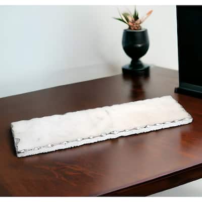 HomeRoots 18" White Rectangular Marble Vanity Tray