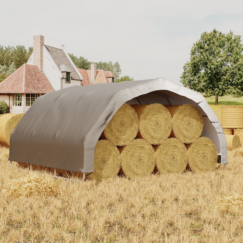 Silver-Gray Steel-Framed Outdoor Tool Sheds Canopy, Waterproof, Resists Tear, UV & Corrosion