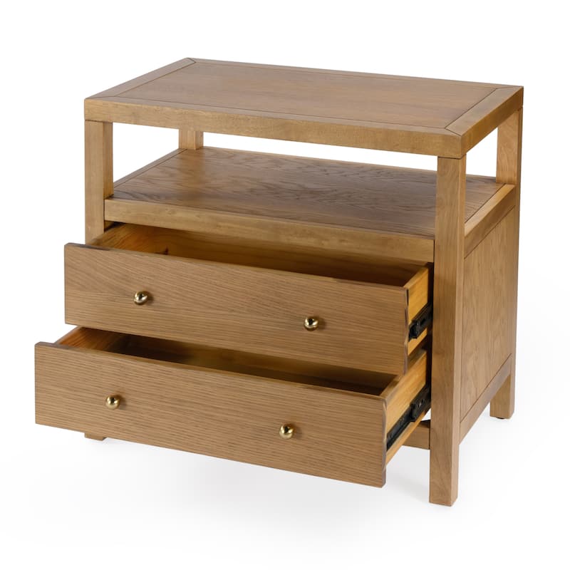 Nora 2-Drawer Wood Wide Nightstand