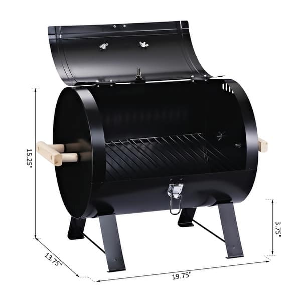 Outsunny 20" Portable Outdoor Camping Charcoal Barbecue Grill with Wooden Handles & Improved Air Circulation