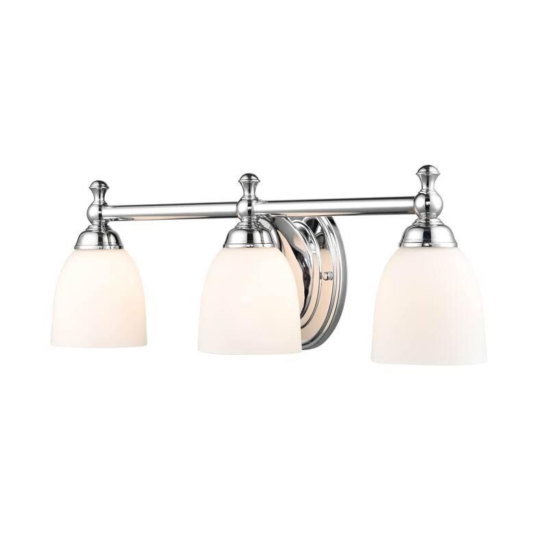 Millennium Lighting 3 Light Vanity Fixture in Multiple Finishes with Frosted Glass Shades