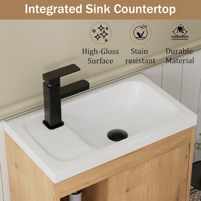Single-Door Wall Cabinet with Integrated Basin