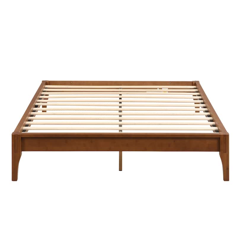 12 Inch Solid Dry Bamboo Wood Platform Bed Frame, with Wood Slat Support