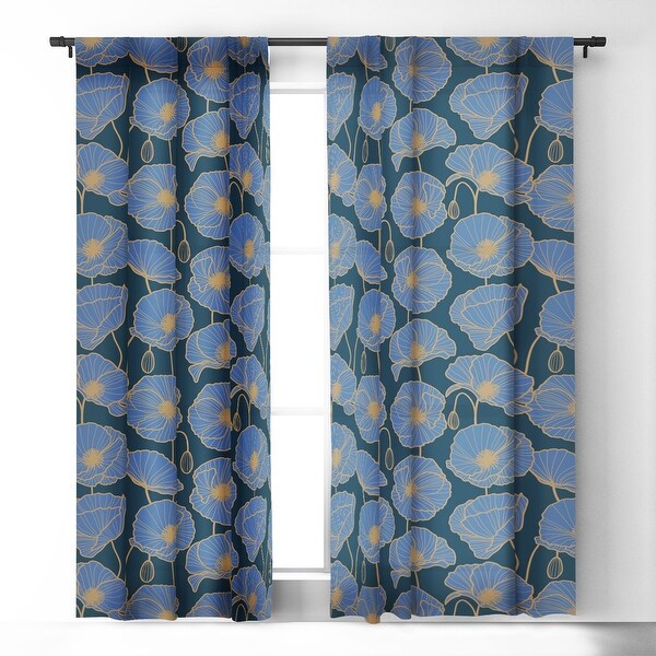 Emanuela Carratoni Moody Blue Garden Blackout Window Curtain (One