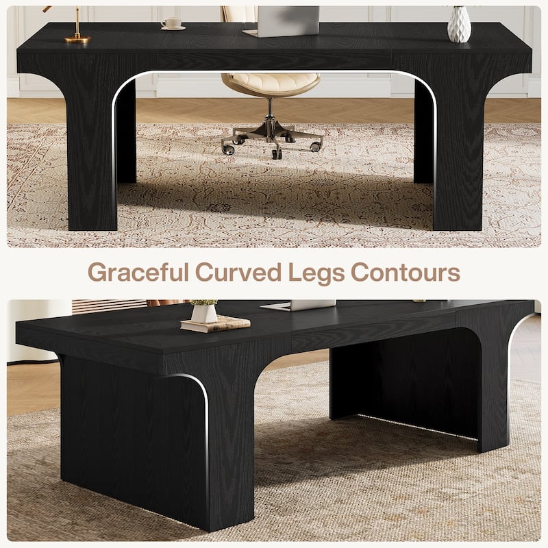 70.9" Executive Desk, Large Wood Computer Office Desk, Writing Table Business Workspace Home Office Accent Desk