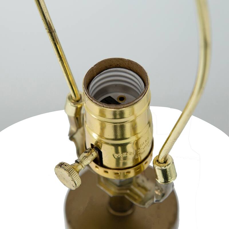 16x16x24" Gold and White Table Lamp with Glass Cylinder and Pedestal Base (Lamp Shade Assembly Required)