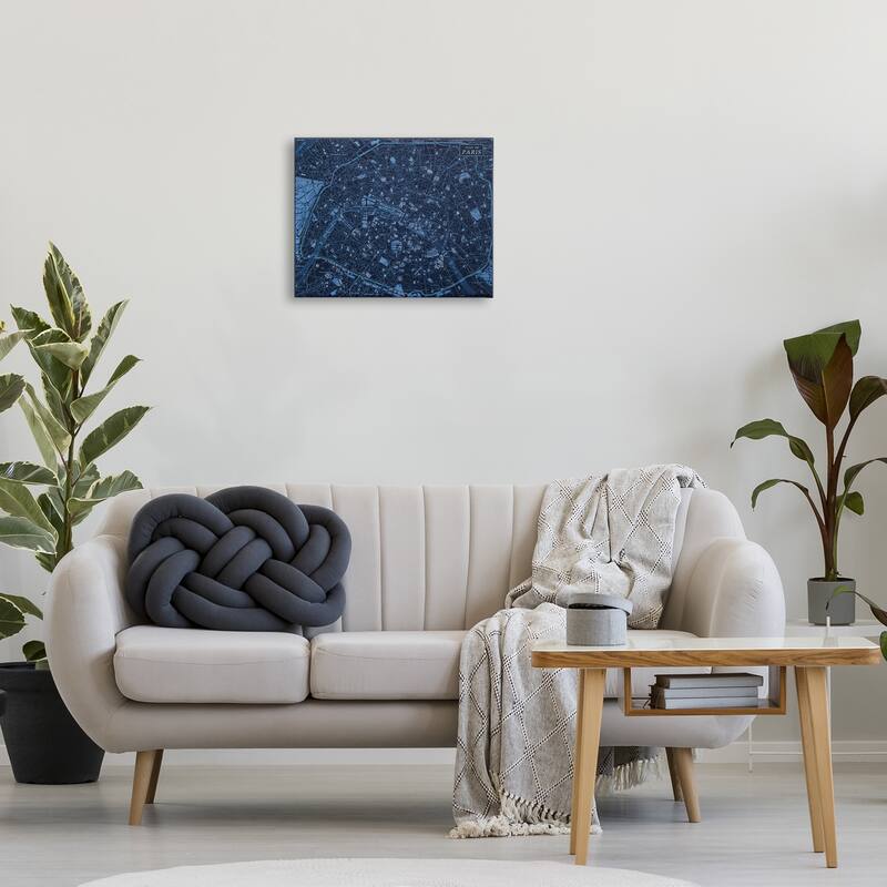 Stupell Blue Detailed Paris Map Canvas Wall Art Design By Phillipa Katz