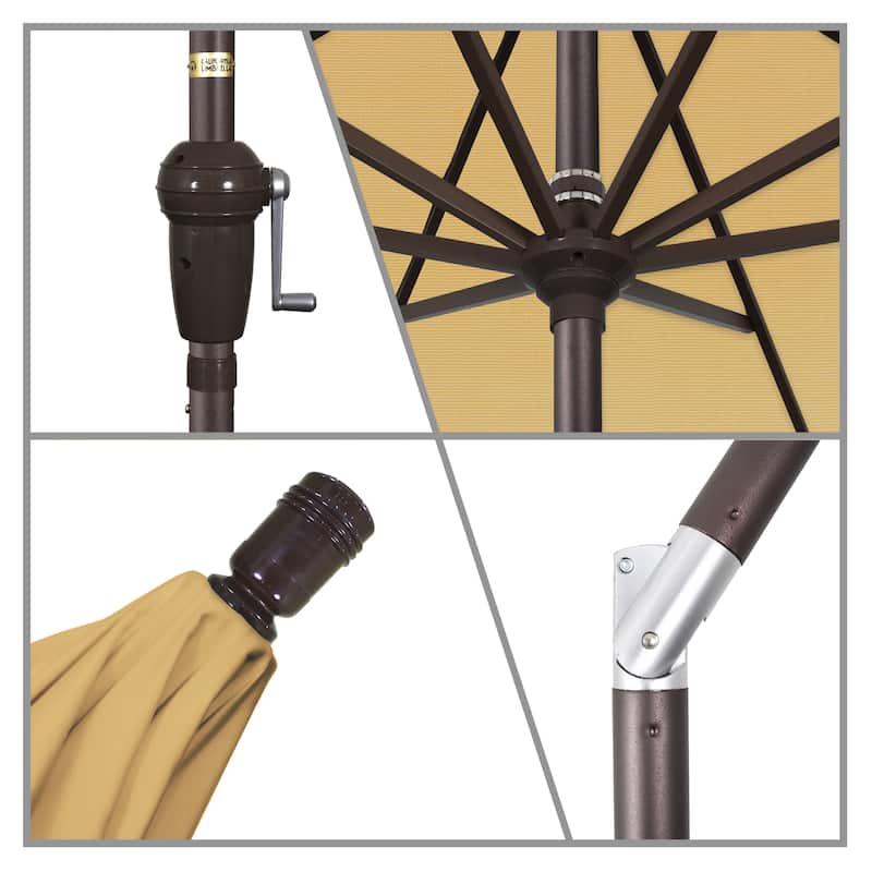 California Umbrella 11' Rd Sunset Series Patio Umbrella Bronze Aluminum Frame Crank Lift Auto Tilt Sunbrella