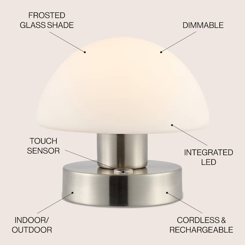 Nolan 5.75" Bohemian Farmhouse Iron Wireless Rechargeable Integrated LED Table Lamp, Oil Rubbed Bronze/White by JONATHAN Y