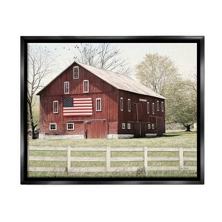 Stupell Patriotic Barn Flag Framed Floater Canvas Wall Art Design By Lori Deiter