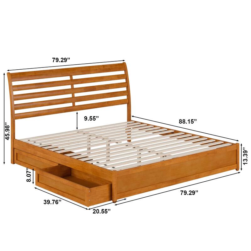 Emelie Platform Bed with Panel Footboard and Storage Drawers