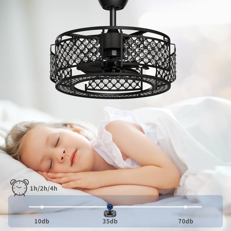 Moasis 19"Caged Crystal Ceiling Fan with Remote - 19"
