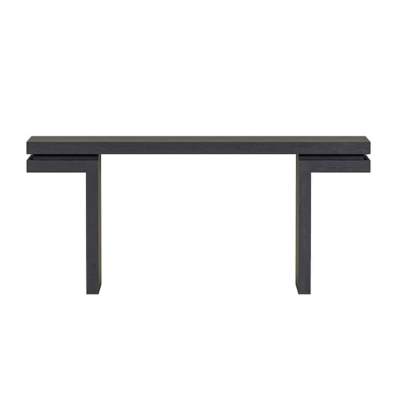 66" Extra Wide Real Wood Veneered Console Table Sofa Table Behind Couch