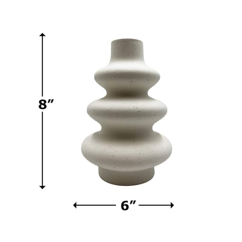 8 Inch Tall Beige Ceramic Vase