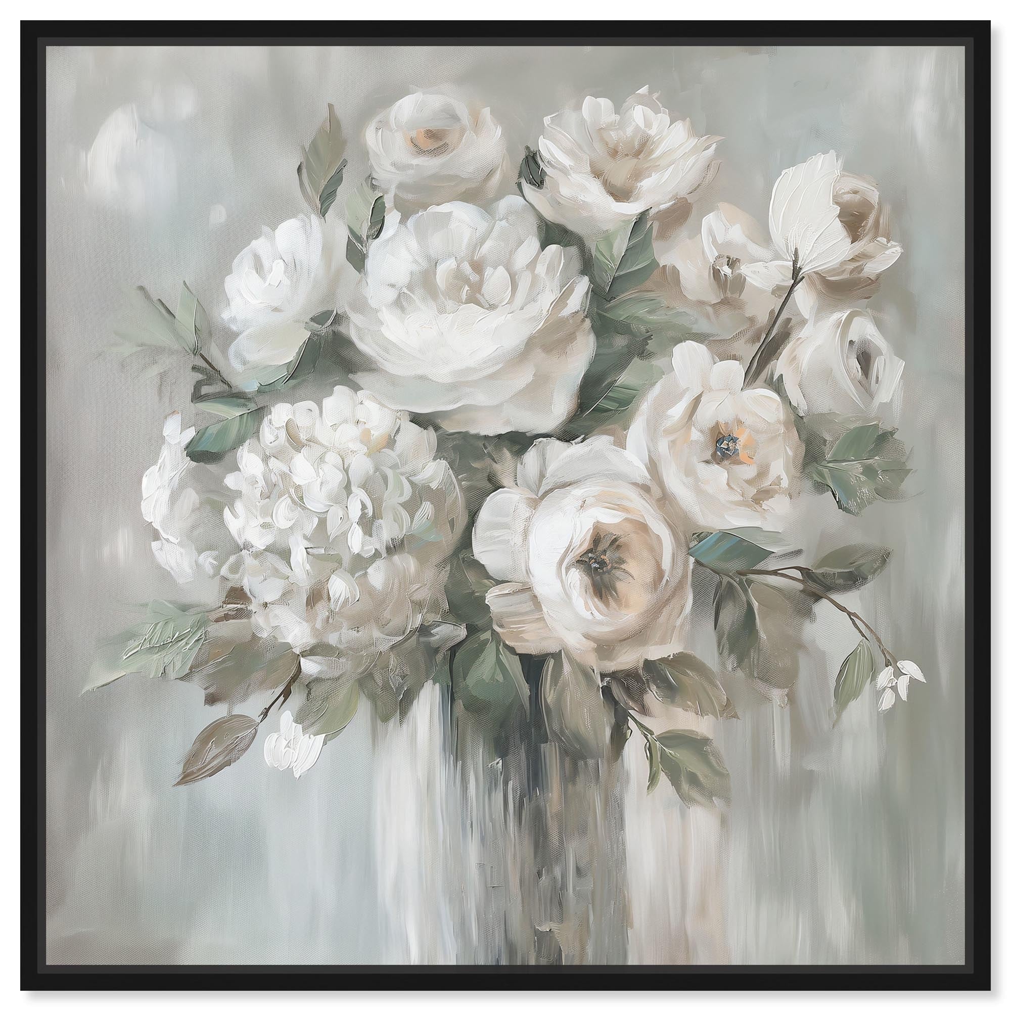 White Floral Harmony Canvas White Floral Art by Art Remedy