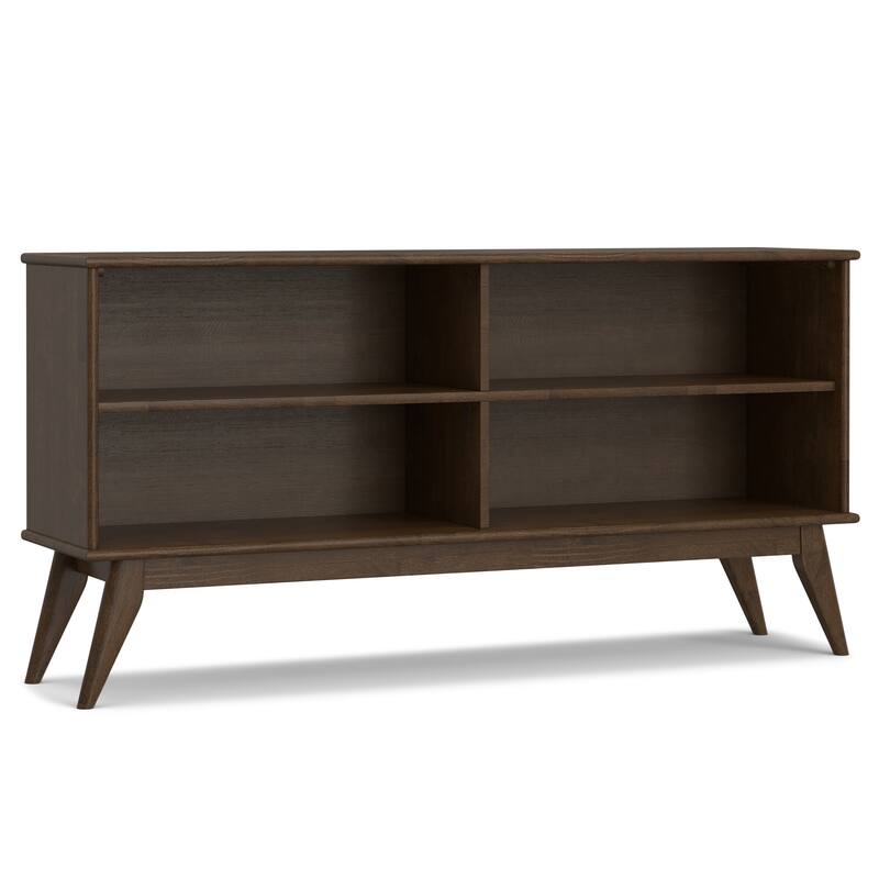WYNDENHALL Tierney SOLID HARDWOOD 30 x 64 inch Modern Low Bookcase in Teak Brown - 14" d x 64" w x 30" h