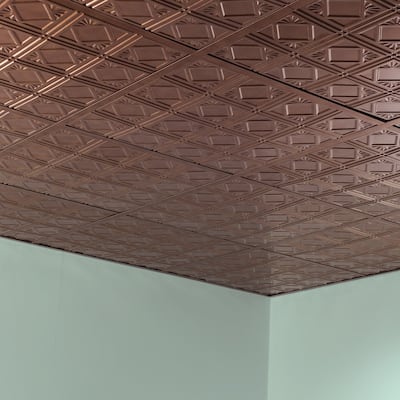 FASÄDE Traditional Style 4 Decorative Vinyl 2ft x 2ft Lay in Ceiling Panel in Antique Bronze (5 Pack)