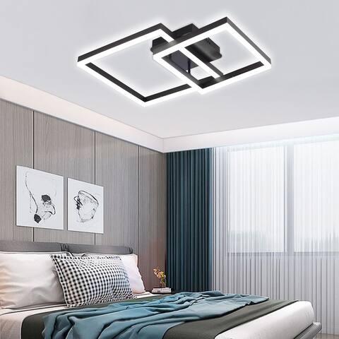 Modern Unique Rectangle LED Flush Mount - L23.6''*W11.8''*H5.52''