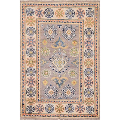 Geometric Kazak Accent Rug Handmade Oriental Wool Carpet - 2'1" x 2'10"