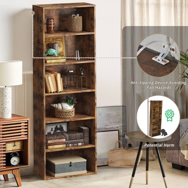 Bookcase and Bookshelf, Floor Standing 6-Story High Bookshelf