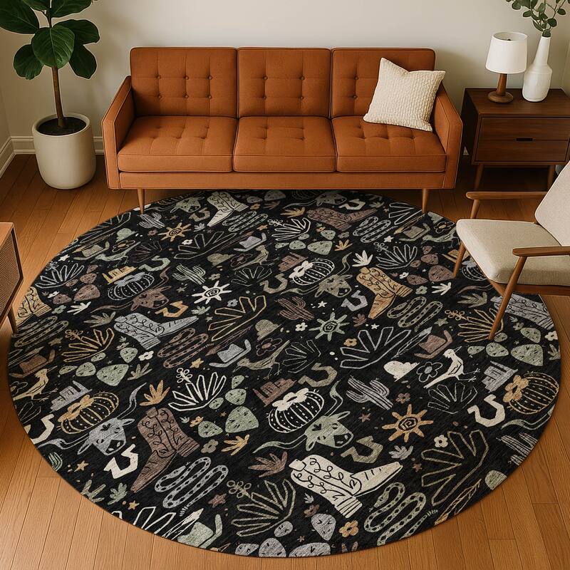Machine Washable Indoor/ Outdoor Modern Ranch Chantille Rug
