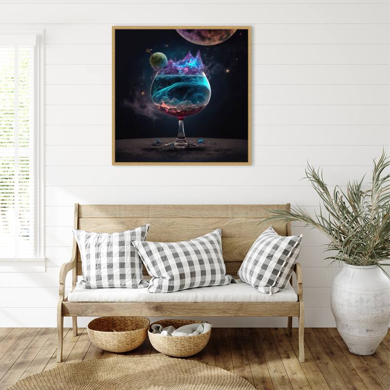Planetary Cocktail by Jake Fouracre Framed Canvas Wall Art Print - Sylvie Bright Gold