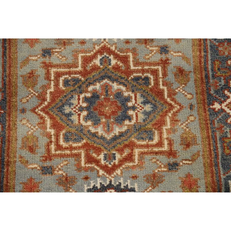 Geometric Heriz Serapi Runner Rug Hand-Knotted Bedroom Wool Carpet - 2'7" x 8'0"
