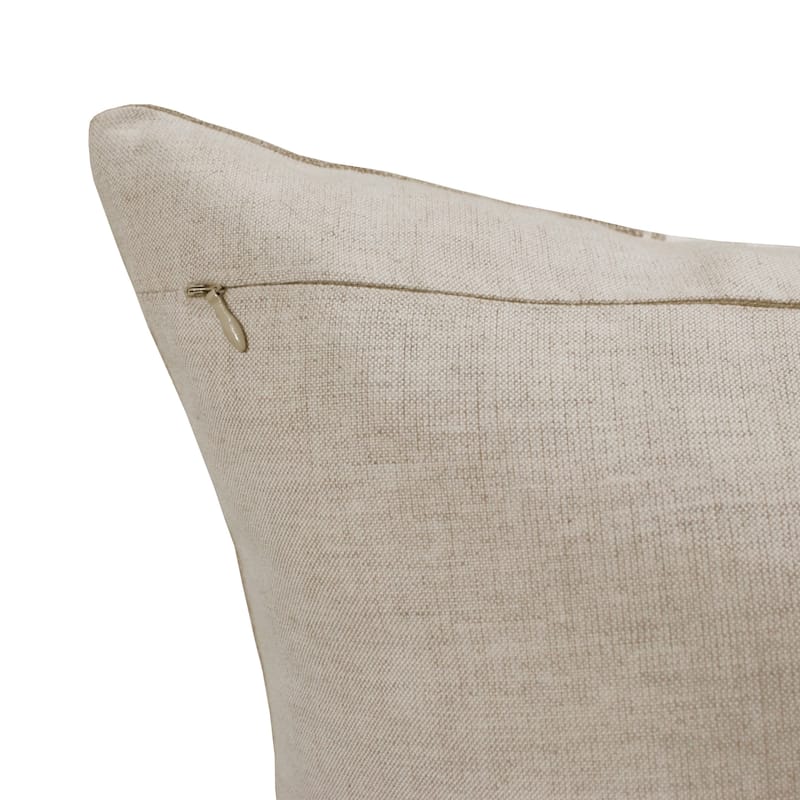 Sevita Hand-Woven Gray/Tan Patchwork Linen Throw Pillow, 20" x 20"