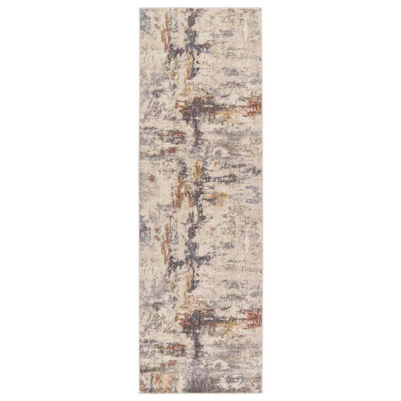 Heath Abstract Gray/ Red Area Rug