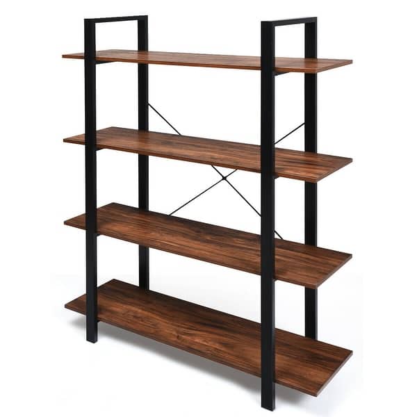 Shop Gymax 4 Tiers Bookshelf Industrial Bookcases Metal Frame