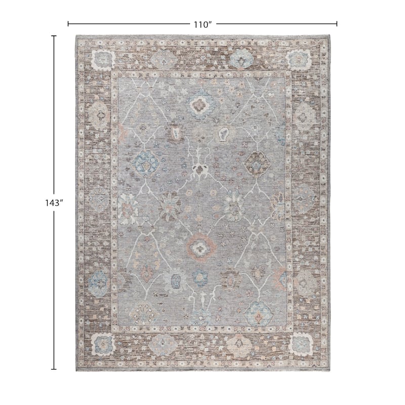 Oushak One-of-a-Kind Hand-Knotted Area Rug - Gray - 9' 2" x 11' 11"