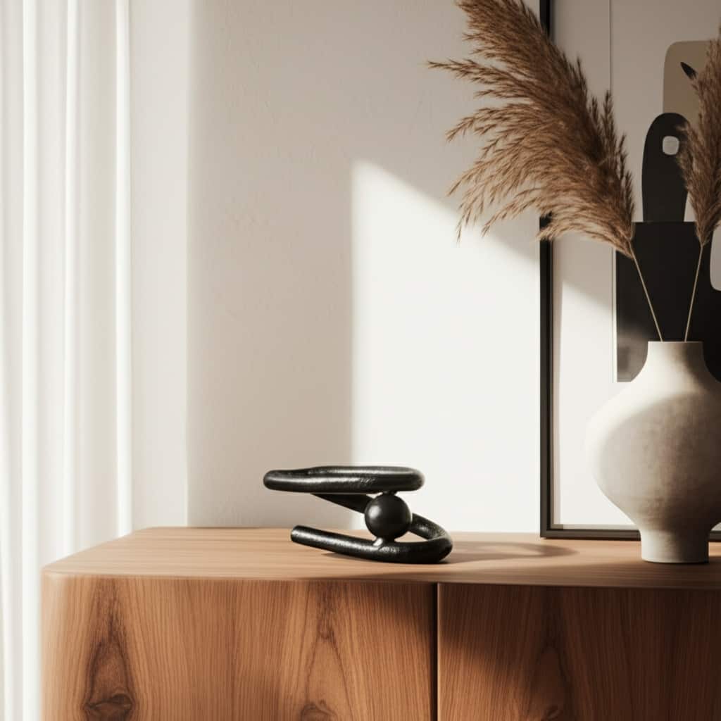 Metal Aluminum Decorative Object Modern Abstract Sculpture - 3" Black - 8" x 3.5" x 2.5"