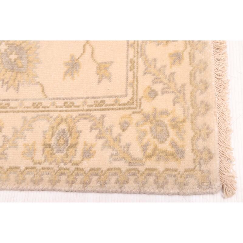 ECARPETGALLERY Hand-knotted Finest Oushak Ivory Wool Rug - 3'2 x 4'11