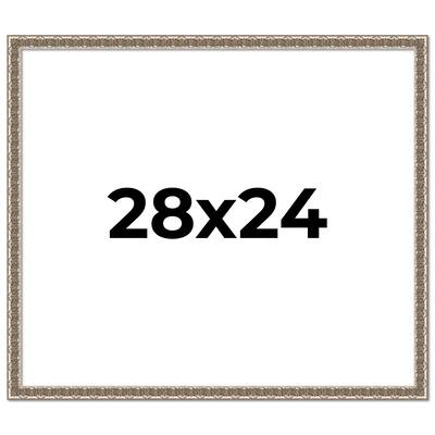 28x24 Frame Silver Versailles Ornate Solid Wood Picture Frame | 1 Inch