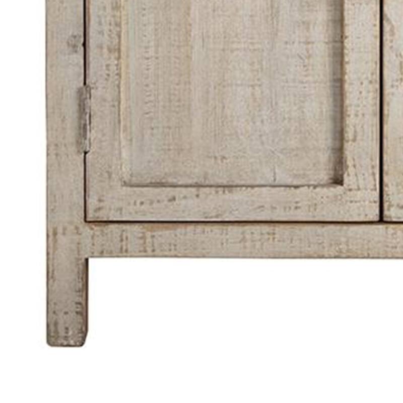 Lia Small Accent Cabinet, 2 Door, Drawer, Antique Style Whitewash Wood